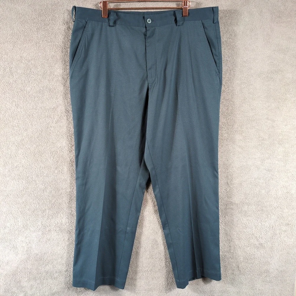 Nike Golf Fit Dry Pants Mens 36x30 Gray/Green Flat Front Stretch Trousers Slacks